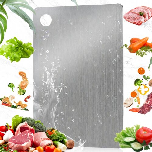 P-Lanche À Découper Inox, Planche Découpe Inox Double Face, Planche À Découper En Acier Inoxydable Facile À Nettoyer, Planche À Découper En Acier Inoxydable Pour La Cuisine(30 X 20 Cm)