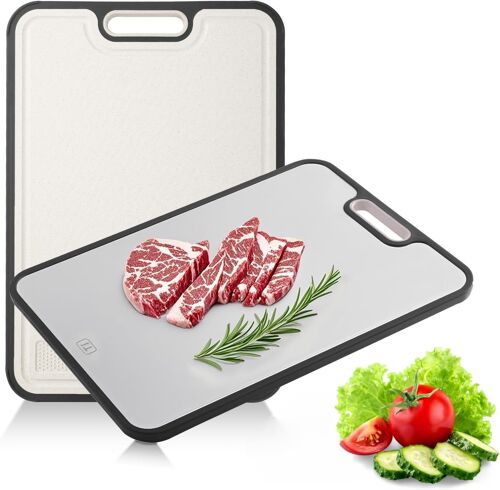Grande Planche À Découper En Titane Pour Cuisine - Double Face - Pour Viande Et Légumes - En Titane Et Paille De Blé - En Polypropylène - Facile À Nettoyer - Passe Au Lave-Vaisselle