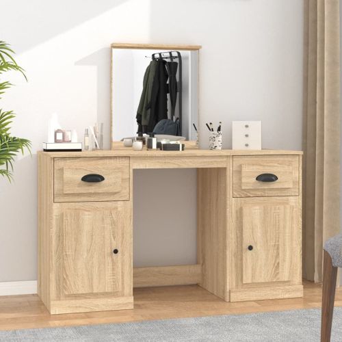 Vidaxl Coiffeuse Avec Miroir Chêne Sonoma 130x50x132,5 Cm