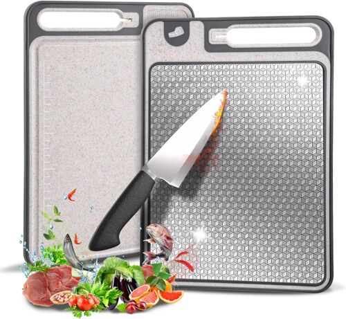 Planche A Decouper Inox, Planche À Découper Double Face Pour La Cuisine, Design En Maille Résistant Aux Rayures, Antidérapant, Robuste Planche À Découper Pour Cuisine, Viande, Pain, Légumes, Fruits