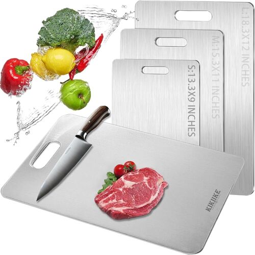 Planche À Découper En Titane Double Face 100 % Pur Titane Pour Cuisine \U2013 Planche À Découper En Titane De Qualité Alimentaire Antiadhésive, Durable Et Facile À Nettoyer (33,8 X 22,9 Cm) 1 Pièce