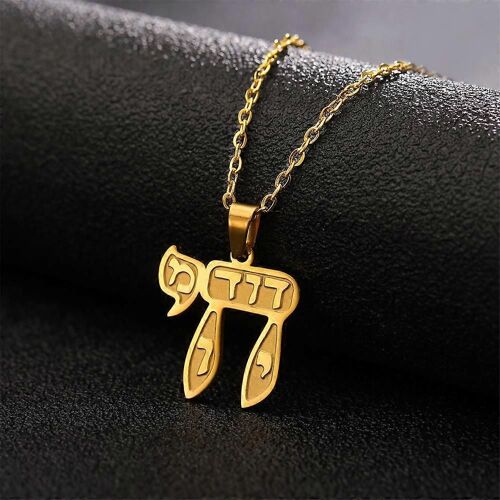 Lettre Hébraïque Hai Chai Collier En Acier Inoxydable Signe De La Vie Juif Religieux Amulette Traditionnelle Bijoux Pour Femmes Hommes