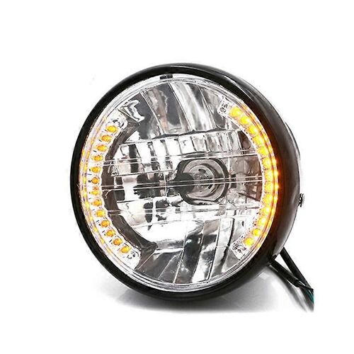 Phare De Moto Universel De 7 Pouces 12v Led Clignotant Feu Jaune Pour La Modification De La Moto