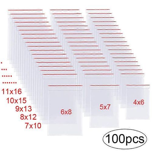 100pcs sacs en plastique transparents réutilisable Selaing Zip Sac PE Épaissir Scellé Sac de Rangement Alimentaire Bijoux Emballage Organisateur Pochette