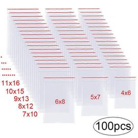 100pcs sacs en plastique transparents réutilisable Selaing Zip Sac PE Épaissir Scellé Sac de Rangement Alimentaire Bijoux Emballage Organisateur Pochette
