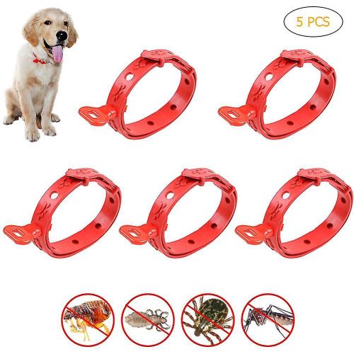 5pcs Colliers Pour Chiens Silicone Tick Puce Anti Insecte Moustiques Collier Colliers Pour Chiens Réglables
