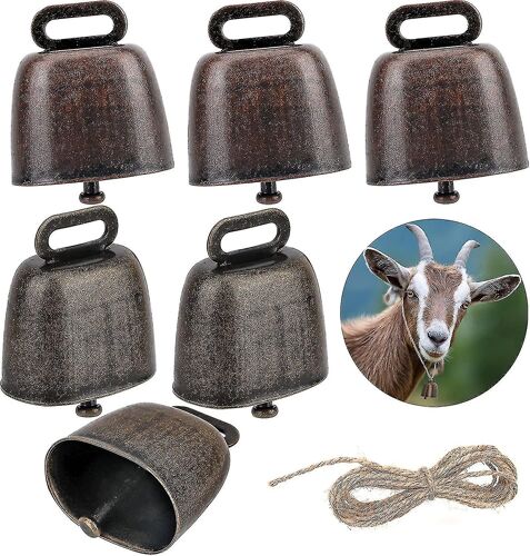 6 Pièces Cloche De Vache, Cloches De Vache De Mouton Cloches De Pâturage, Cloches De Cuivre Cloche De Bronze De Bétail, Pour Antivol Chèvre Animaux Animaux Accessoires Bon