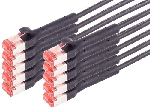 KAL-Lot De 10 Câbles Réseau Catégorie 6A De 0,25 M - Douille De Câble Flexible À 90 Degrés Dans Toutes Les Directions - Fiche Rj45 - 10 Gbit/S - Câble Ethernet Très Flexible Pour Serveur Lan Dsl, Rou