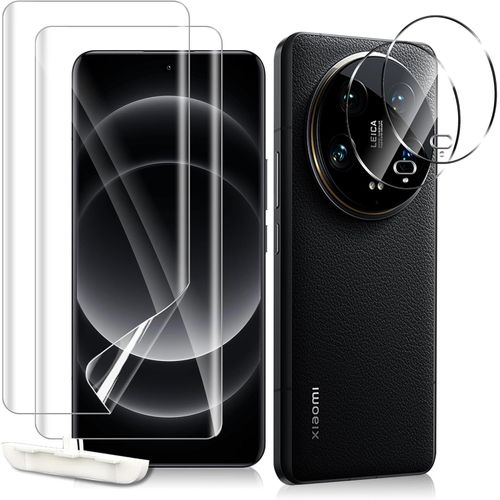 Trahoo-Protection Écran Pour Xiaomi 14 Ultra 5g, [2+2 Pièces] Flexible Tpu Film + Verre Trempé Protecteur De Caméra, Haute Transparence Protecteur Anti-Rayures Pour Xiaomi 14 Ultra 5g
