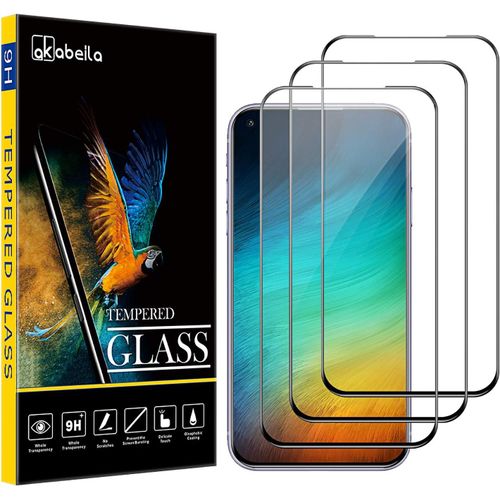 Kal-Verre Trempé Compatible Pour Xiaomi Redmi Note 9 [3 Pièces] Film Protection Écran Per Xiaomi Redmi Note 9 [Couverture Complète] Hd Sans Bulles [9h Dureté] Verre Trempé Protecteur Vitre, Noir