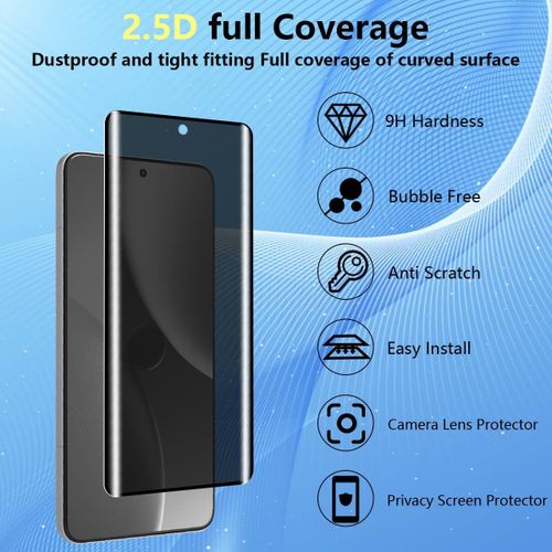 Verre Trempé Anti Espion pour Samsung Galaxy S20 Plus, [2 Pièces] Protecteur D'objectif Caméra et [1 Pièce] 9H Dureté Anti-Spy Protège écran, Sans Bulles Protection écran pour Galaxy S20 Plus