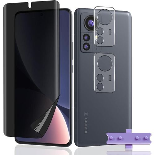 Kit 1+2 Pour Xiaomi 12 Pro - Film Protecteur Écran Vie Privée Tpu + 2 Protections Lentille Caméra Anti-Espion
