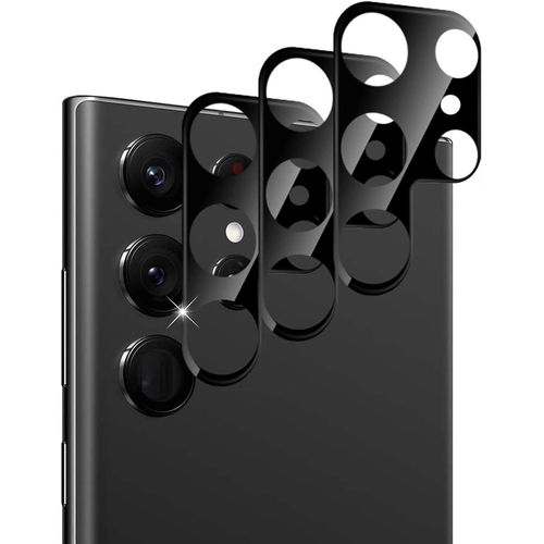 Protecteur De Lentille Caméra Samsung Galaxy S22 Ultra (3 Pièces) - Verre Trempé 9h Hd, Anti-Rayures, Sans Bulles, Anti-Empreintes, Noir