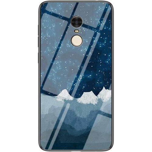 KAL-Coque Pour Xiaomi Redmi Note 4 [Avec Film De Protection Écran],Coque Avec Revêtement Arrière En Verre Trempé Avec Motif Ciel Étoilé+ Tpu Silicone Souple Case Cover (Ciel Étoilé Bleu)