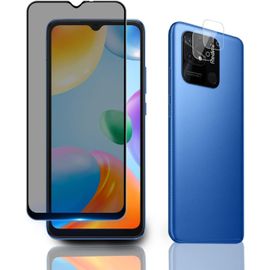 Kal-Verre Trempé Anti-Espion Compatible Avec Xiaomi Redmi 10c, 2 Pièces Caméra Lens Verre Trempé¿9h Dureté ¿ Privacy Protecteur D'écran Pour Xiaomi Redmi 10c