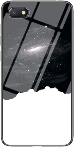 KAL-Coque Pour Xiaomi Redmi 6 / 6A [Avec Film De Protection Écran],Coque Avec Revêtement Arrière En Verre Trempé Avec Motif Ciel Étoilé+ Tpu Silicone Souple Case Cover (Cosmic Starry Sky)