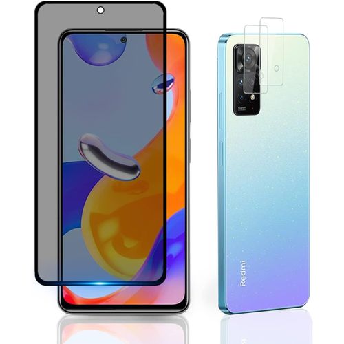 Verre Trempé Confidentialité Pour Xiaomi Redmi Note 11 Pro 4g ¿ Dureté 9h, Anti¿Espion, Haute Sensibilité, 2 Protections Objectif Caméra (Sans Interférence Flash) + Kit Nettoyage
