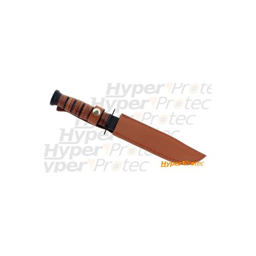 Couteau De Combat Usmc Avec Étui Cuir Marron Claire