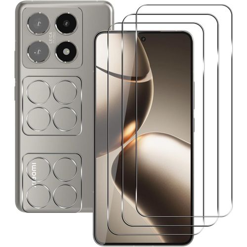 Kit 5 Pièces Pour Xiaomi 14t Pro ¿ 3 Protections D'écran En Verre Trempé + 2 Protections Pour Lentille Caméra, Anti-Rayures Haute Transparence