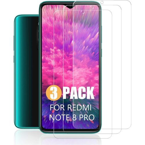 Kal-Xiaomi Redmi Note 8 Pro Verre Trempé Pour Redmi Note 8 Pro, (Lot De 3) Film De Verre 2,5d À Bords Arrondis, Anti-Rayures, Anti-Traces De Doigts, Sans Bulles