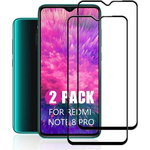 Lot De 2 Verres Trempés Pour Xiaomi Redmi Note 8 Pro ¿ Bords 3d Arrondis, Protection Pleine Couverture, Dureté 9h, Anti-Rayures Et Anti-Empreintes, Pose Sans Bulles
