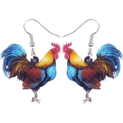 Kal-Boucles D'oreilles Poulet Poule En Acrylique Animaux De Ferme Bijoux Mode Drôle Poulet Cadeaux Pour Femme Fille Charmas