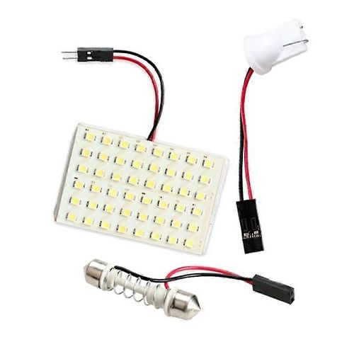 Ampoule D'intérieur De Voiture À Led 48 Led 5000k Dôme De Diode Électroluminescente Automatique Panneau De Lampe De Coffre De Toit Feston Avec Base D'adaptateur T10