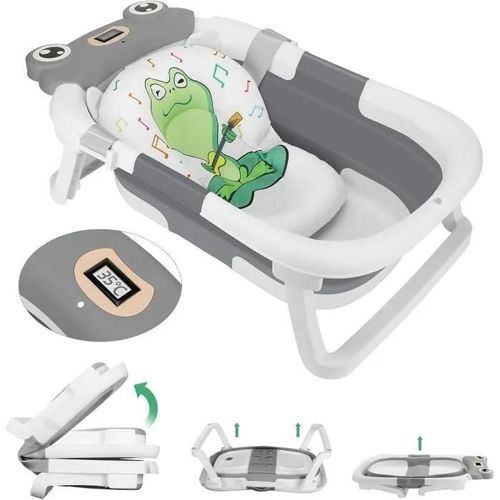 Baignoire Bébé Pliable Avec Thermomètre Et Prise De Douche - Kasanni
