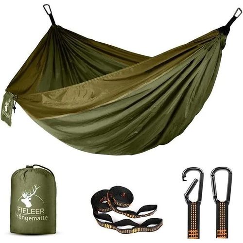 Fieleer Hamac Ultra-Leger De Voyage Camping Avec Mousquetons De Qualite Sangles 2,5 Cm De Large Avec 6 Elingues 275x140cm, Cha