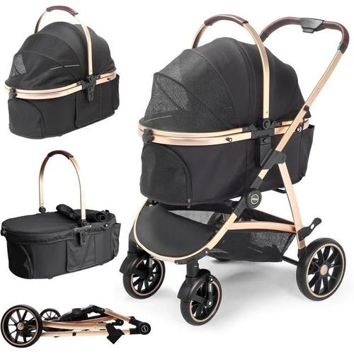 Daistern Poussette Pour Chien 4 En 1, Jusqu'a 25 Kg,Pliable Cadre En Aluminium Anodise A 100, Incluant Un Matelas En Tissu Oxford A