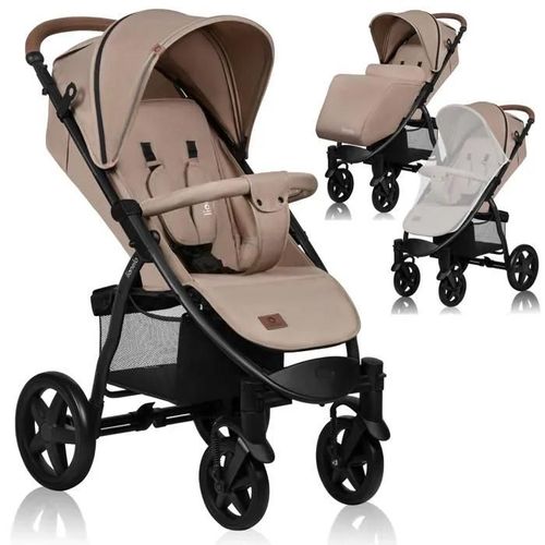 Poussette Canne Tout Terrain Lionelo Annet Plus - Jusqu'à 22 Kg - Grandes Roues - Accessoires - Beige