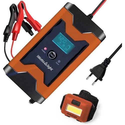 Iwotto E-Light Car Battery Charger 6a 12v Battery Charger With Easy And Automatic Use Compatible With Cars And Motorcycles M