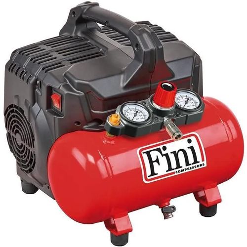 Fini Compresseur silencieux 2 manomètres (59 dB), 6 L, 1,0 HP, 8 bar, 750 W, 230 V, rouge - SILTEK S/6