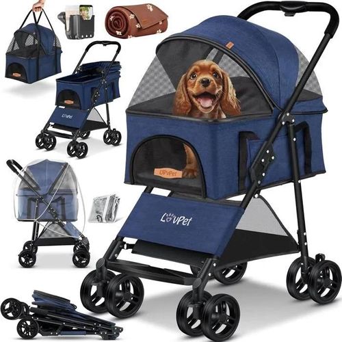 Lovpet Poussette Pour Chien 2en1 Poussette Pour Chiots Caisse Pour Chien Sac De Transport Pliable Pliable Jusqu'a 20 Kg Poussette P