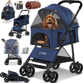 Lovpet Poussette Pour Chien 2en1 Poussette Pour Chiots Caisse Pour Chien Sac De Transport Pliable Pliable Jusqu'a 20 Kg Poussette P