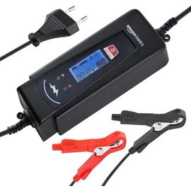 Amazon Basics Smart Automatic Battery Charger With Battery Tester Function, Eu Plug, Output: 2a4a, 6v12v Dc, Black