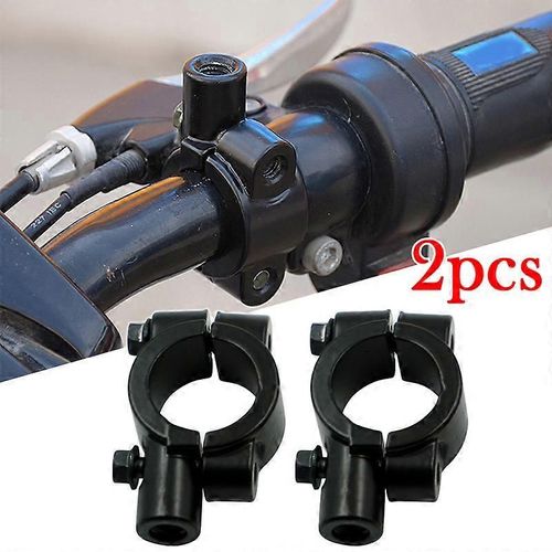 2pcs 22mm Guidon 10mm 8mm Fil Universel Moto Rétroviseur Support Pince Vue Arrière Rétroviseur Support Adaptateur Noir Pince Base