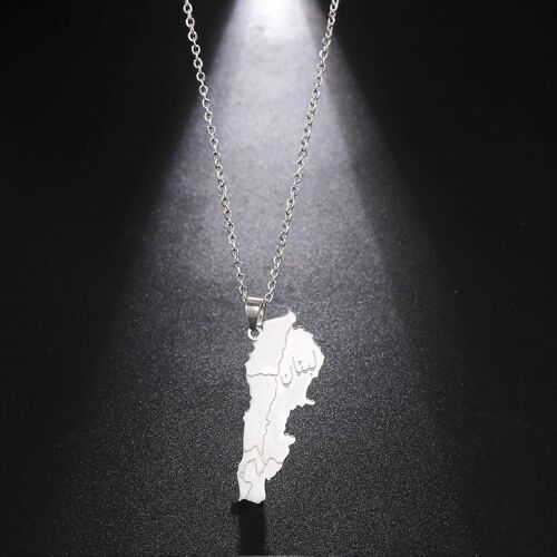 Carte Du Liban Collier Pendentif Pour Femmes Hommes En Acier Inoxydable Chaîne De Bijoux D'état Libanais 2024 Cadeau En Gros 4 Couleurs