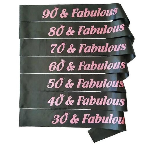 Ceinture d'anniversaire 30 40 50 60 70 80 90 & fabuleuse ceinture en satin pour les femmes 30ème 40ème 50ème 60ème 70ème 80ème 90ème Décorations de fête d'anniversaire