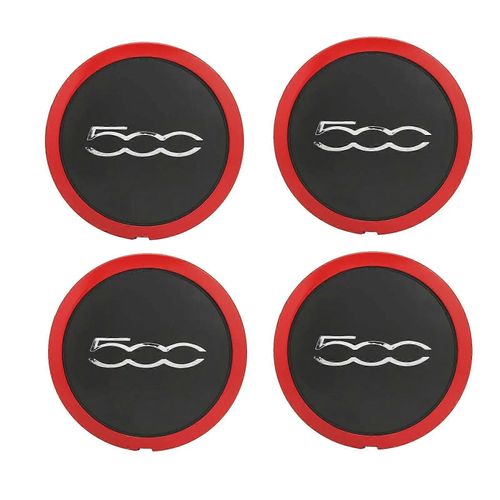Enjoliveur De 133 Mm Argent/Rouge Pour Roues Fiat 500 Ensemble D'enjoliveurs De Moyeu Central 68078419ac 68078421ac Capuchon De Protection Anti-Poussière 51884863