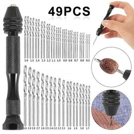 49pcs 02-34mm perceuse à main Set Mini aluminium perceuse à main Bit Bijoux Artisanat Main Perceuse manuelle Outils de travail du bois Foret Dropship