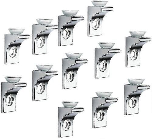 Support d'étagère en verre, 12 Pcs alliage de zinc poli Chrome angle droit Support de support de fixation clip avec ventouse