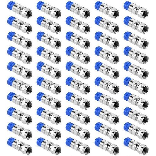 50PCS RG6 Compression Connecteurs Câble Coaxial Connexion étanche F Connecteur de compression RG6 Outil de compression coaxiale