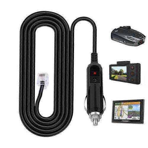 Détecteur de radar Adaptateur Câble 12V 2A Détecteur de radar Lighterr RJ11 Voiture Cordon d'alimentation Enregistreur de conduite Câble abaisseur Escorte Passeport