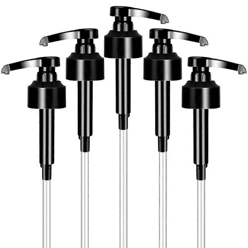 5Pcs Distributeur de Liquide De Café Pompe De Sirop Accessoires De Cuisine Pour Bouteille De Jus De Sirop,Distributeurs De Savon,Pompe Noir