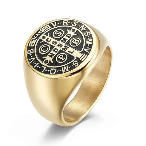 Vintage Hommes Exorcisme Bague Titane Acier Jésus Croix Bague De Protection Pour Hommes Bijoux De Prière Porte-Bonheur