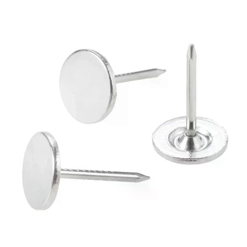 50pcs / Set Argent Tapisserie D'ameublement Clous Tête Plate Métal Punaise 11mmx17mm Vintage Tacks Antique Stud Bijoux Case Boîte À Vin Canapé Décor