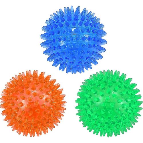 Nouveau,Adapté 3-Pack Squeaky Dog Ball Toys,Dogs Chew Spiky Ball Teeth Cleaning Pour Chiens Petits Et Moyens