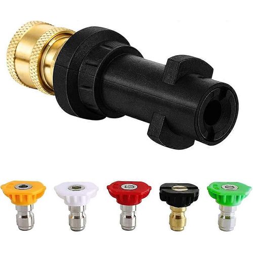 Adaptateur de nettoyeur haute pression,adaptateur de pistolet de nettoyeur haute pression avec connexion rapide 1/4 ""et buse 5 pièces
