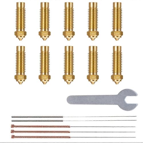 10 buses multi-tailles pour imprimante 3D Neptune 4 Plus / Max, buses Hotend en laiton 0,4 / 0,6 / 0,8 / 1,0 mm-YuJia